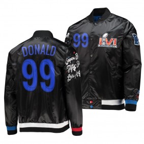 Georgia Bulldogs Draft Aaron Donald Los Angeles Rams Super Bowl LVI Jacket Black Satin Full-Snap