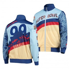 Georgia Bulldogs Draft Aaron Donald Los Angeles Rams Super Bowl LVI Jacket Blue Cream Skyline Full-Zip