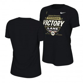 Georgia Bulldogs 2021 CFP National Champions Black Locker Room Victory Lane T-Shirt - Women