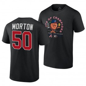 Georgia Bulldogs x Atlanta Braves Charlie Morton 2021 State of Champions 50 Black Peach T-Shirt