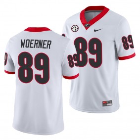 Georgia Bulldogs Charlie Woerner #89 White Away Game Jersey - NCAA Football