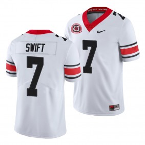 Georgia Bulldogs D'Andre Swift Jersey College Football 40th Anniversary Alternate Men's Jersey - White