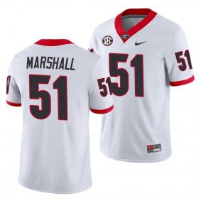 Georgia Bulldogs David Marshall #51 White Away Game Jersey - NCAA Football