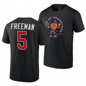 Georgia Bulldogs x Atlanta Braves Freddie Freeman 2021 State of Champions 5 Black Peach T-Shirt