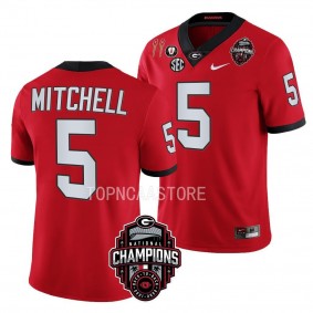 Georgia Bulldogs #5 Adonai Mitchell Back-To-Back National Champions Red CFBPlayoff 2023 Jersey Men's