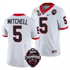 Back-To-Back National Champions Adonai Mitchell Georgia Bulldogs #5 White CFBPlayoff 2023 Jersey Men's