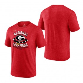 Georgia Bulldogs Fanatics Branded Back-To-Back College Football Playoff National Champions Hometown Cornerback Tri-Blend T-Shirt Heather Red