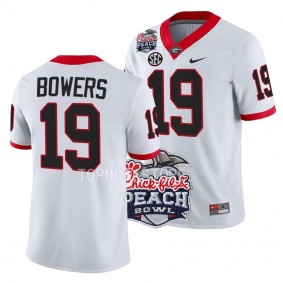 2022 Peach Bowl Brock Bowers Georgia Bulldogs #19 White College Football Playoff Jersey Men's