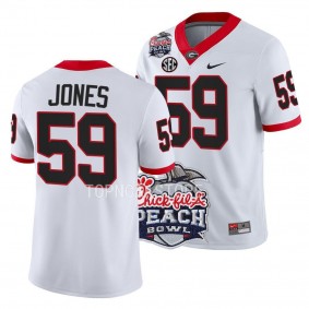 2022 Peach Bowl Broderick Jones Georgia Bulldogs #59 White College Football Playoff Jersey Men's