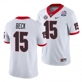 Carson Beck #15 Georgia Bulldogs 2021 Peach Bowl College Football Jersey - White