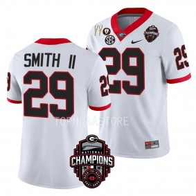 Back-To-Back National Champions Christopher Smith Georgia Bulldogs #29 White CFBPlayoff 2023 Jersey Men's