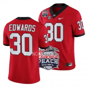 Georgia Bulldogs 2022 Peach Bowl Daijun Edwards #30 Red Men's College Football Playoff Jersey