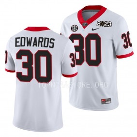 Georgia Bulldogs 2023 National Championship Daijun Edwards #30 White Men's College Football Playoff Jersey