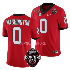 Georgia Bulldogs #0 Darnell Washington Back-To-Back National Champions Red CFBPlayoff 2023 Jersey Men's