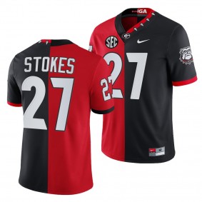 Georgia Bulldogs Eric Stokes Men Jersey Split Edition 100th Season NFL Alumni Jersey - Red Black