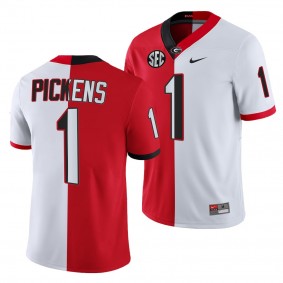 George Pickens Georgia Bulldogs Split Edition Red White College Football 1 Jersey Men