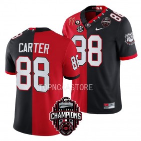 Jalen Carter Georgia Bulldogs Back-To-Back 2X National Champions #88 Jersey Men's Red Black Split Uniform