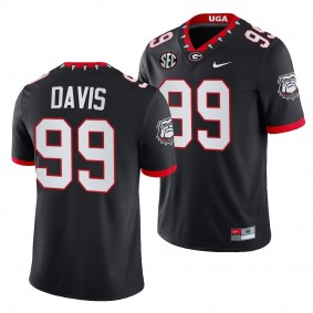 Jordan Davis Georgia Bulldogs Block Number Font Black 100th Anniversary 99 Jersey Men