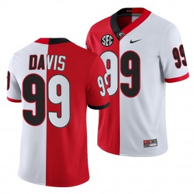 Georgia Bulldogs Jordan Davis Split Edition Jersey #99 Red White College Football Uniform