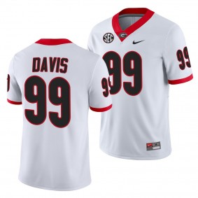 Jordan Davis Georgia Bulldogs College Football White 99 Jersey Men