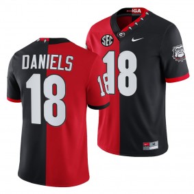 Georgia Bulldogs JT Daniels Men Jersey 2021-22 Split Edition Mascot 100th Anniversary Jersey - Red Black