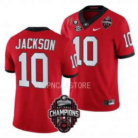 Georgia Bulldogs #10 Kearis Jackson Back-To-Back National Champions Red CFBPlayoff 2023 Jersey Men's