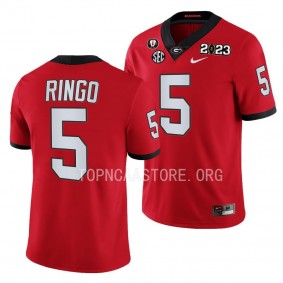 Kelee Ringo Georgia Bulldogs 2023 National Championship #5 Jersey Men's Red College Football Playoff Uniform