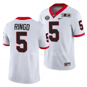 Georgia Bulldogs 2023 National Championship Kelee Ringo #5 White Men's College Football Playoff Jersey