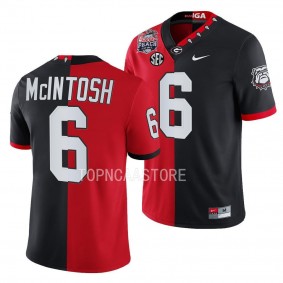 Kenny McIntosh Georgia Bulldogs 2022 Peach Bowl Split Jersey Men's Red Black #6 Uniform