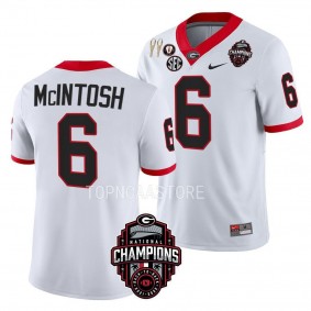 Back-To-Back National Champions Kenny McIntosh Georgia Bulldogs #6 White CFBPlayoff 2023 Jersey Men's