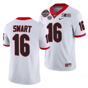 2021 CFP National Champions Kirby Smart Georgia Bulldogs Honor Coah Jersey White