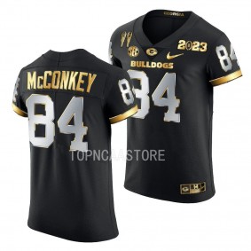 Georgia Bulldogs 2X CFBPlayoff National Champions Ladd McConkey #84 Black Men's Golden Limited Jersey