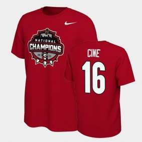 Lewis Cine Georgia Bulldogs 2021 National Champions Red T-Shirt