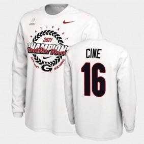 Lewis Cine Georgia Bulldogs 2021 National Champions White T-Shirt