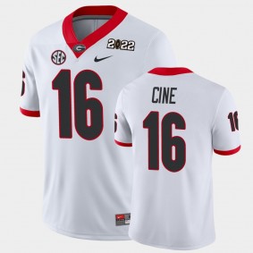 Georgia Bulldogs Lewis Cine 2021 National Champions Game Jersey White