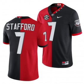 Georgia Bulldogs Matthew Stafford Men Jersey Split Edition 100th Season NFL Alumni Jersey - Red Black