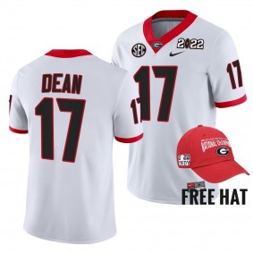 Nakobe Dean Georgia Bulldogs 2021 Orange Bowl Champions White CFP 17 Jersey Men