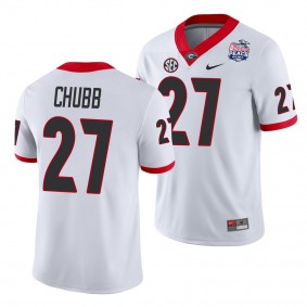 Nick Chubb #27 Georgia Bulldogs 2021 Peach Bowl College Football Jersey - White