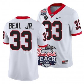 2022 Peach Bowl Robert Beal Jr. Georgia Bulldogs #33 White College Football Playoff Jersey Men's