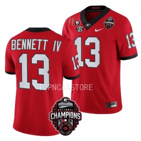 Georgia Bulldogs #13 Stetson Bennett Back-To-Back National Champions Red CFBPlayoff 2023 Jersey Men's