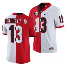 Georgia Bulldogs Stetson Bennett Men Jersey 2021-22 Split Edition College Football Jersey - Red White