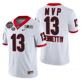 Georgia Bulldogs Stetson Bennett 2021-22 CFP National Champions MVP Jersey White Jersey