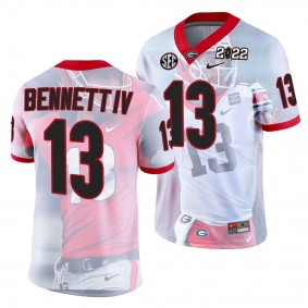 Georgia Bulldogs Stetson Bennett 2022 National Championship Jersey #13 White Decisive Highlights Uniform