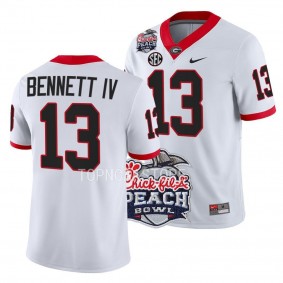 2022 Peach Bowl Stetson Bennett Georgia Bulldogs #13 White College Football Playoff Jersey Men's