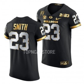 Georgia Bulldogs 2X CFBPlayoff National Champions Tykee Smith #23 Black Men's Golden Limited Jersey