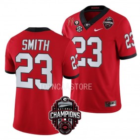 Georgia Bulldogs #23 Tykee Smith Back-To-Back National Champions Red CFBPlayoff 2023 Jersey Men's