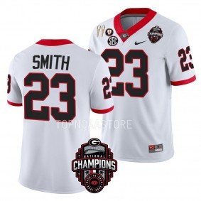 Back-To-Back National Champions Tykee Smith Georgia Bulldogs #23 White CFBPlayoff 2023 Jersey Men's