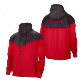 Georgia Bulldogs Windrunner Raglan Full-Zip Jacket Charcoal Red