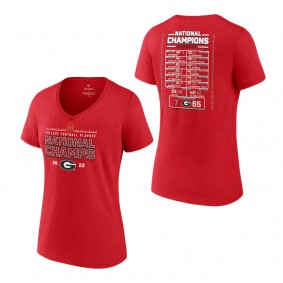 Georgia Bulldogs Fanatics Branded Women's College Football Playoff 2022 National Champions Schedule V-Neck T-Shirt Red