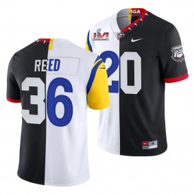 J.R. Reed Super Bowl LVI Georgia Bulldogs X LA Rams #20 Black White Dual Teams Split Jersey